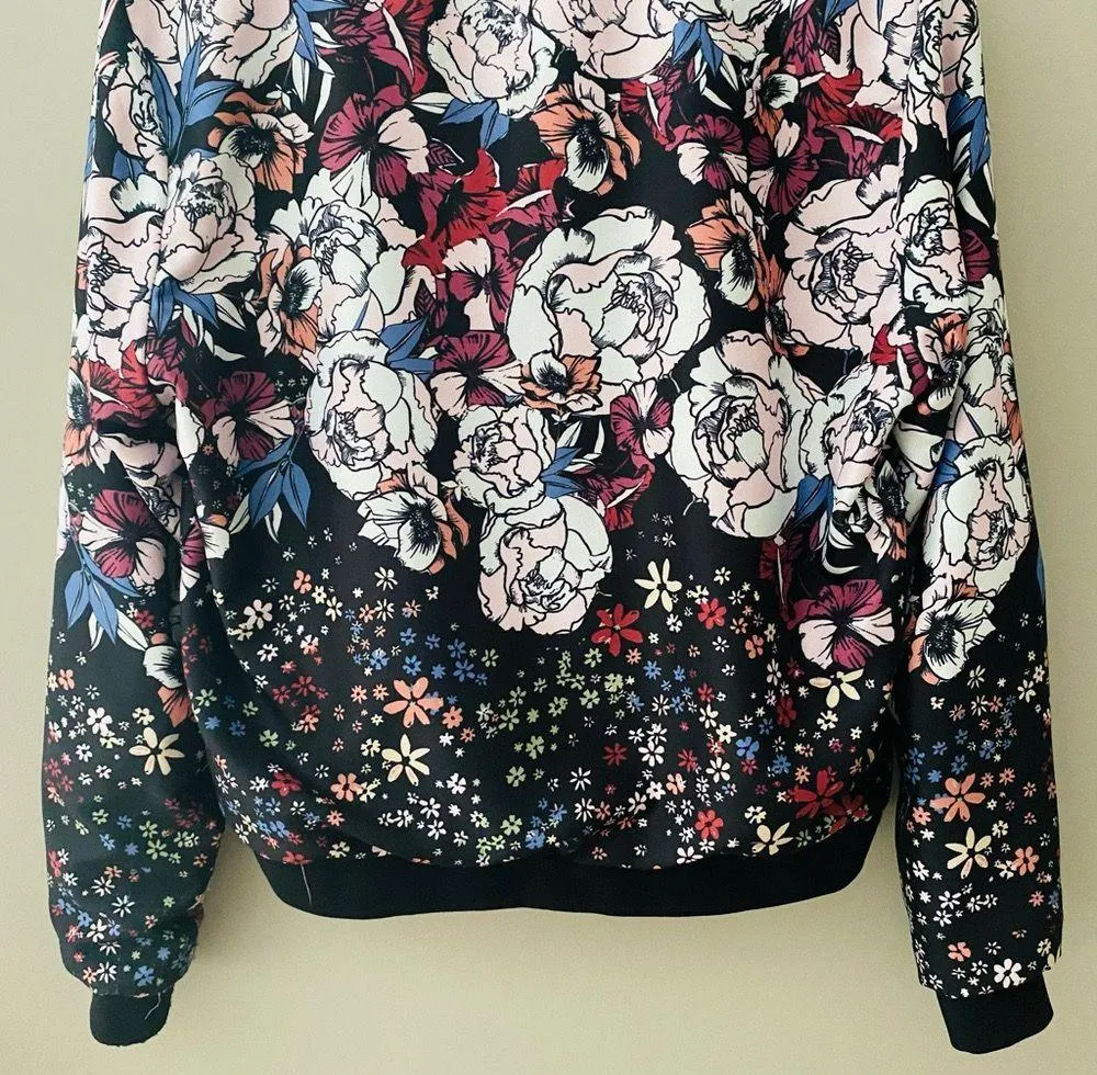 Elodie Floral Print Bomber Jacket Sz Medium - Image 3