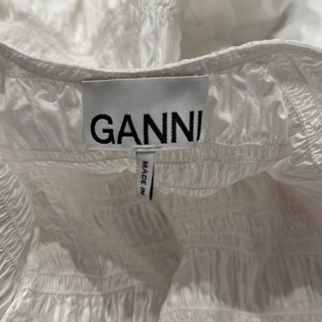 Ganni Smocked‎ Poplin Midi Dress in White Organic Cotton - Image 11