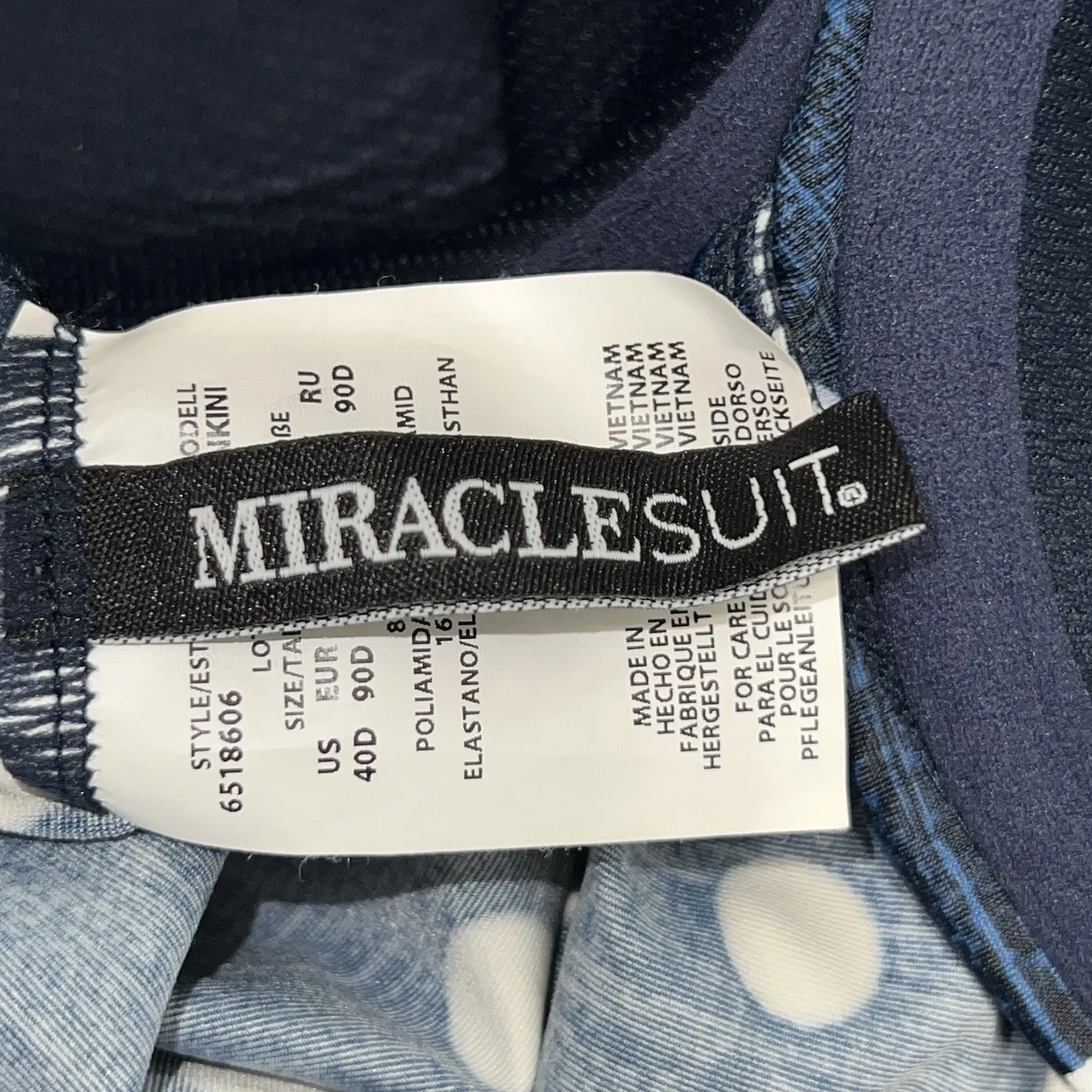 Miraclesuit Tankini Top Underwire 40D Blue White Polka Dot Equinox Plunge Swim - Image 7