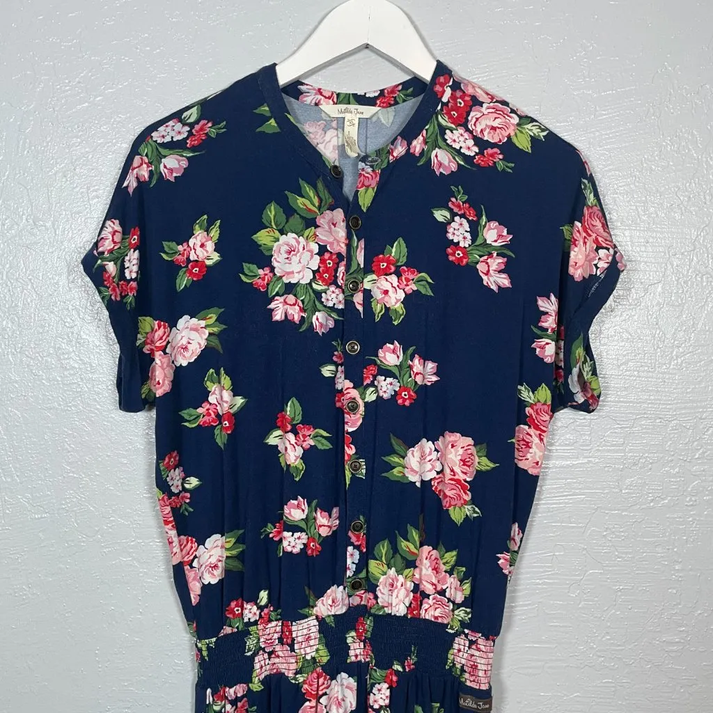Matilda Jane Women XS Blue Floral Brilliant Daydream Be Bold Romper Stretch - Image 3