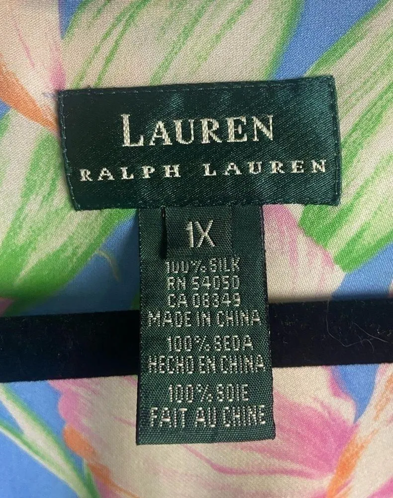 Lauren Ralph Lauren Silk Maxi Skirt Set Plus Size Floral Wrap Blouse 18W 1X - Image 7