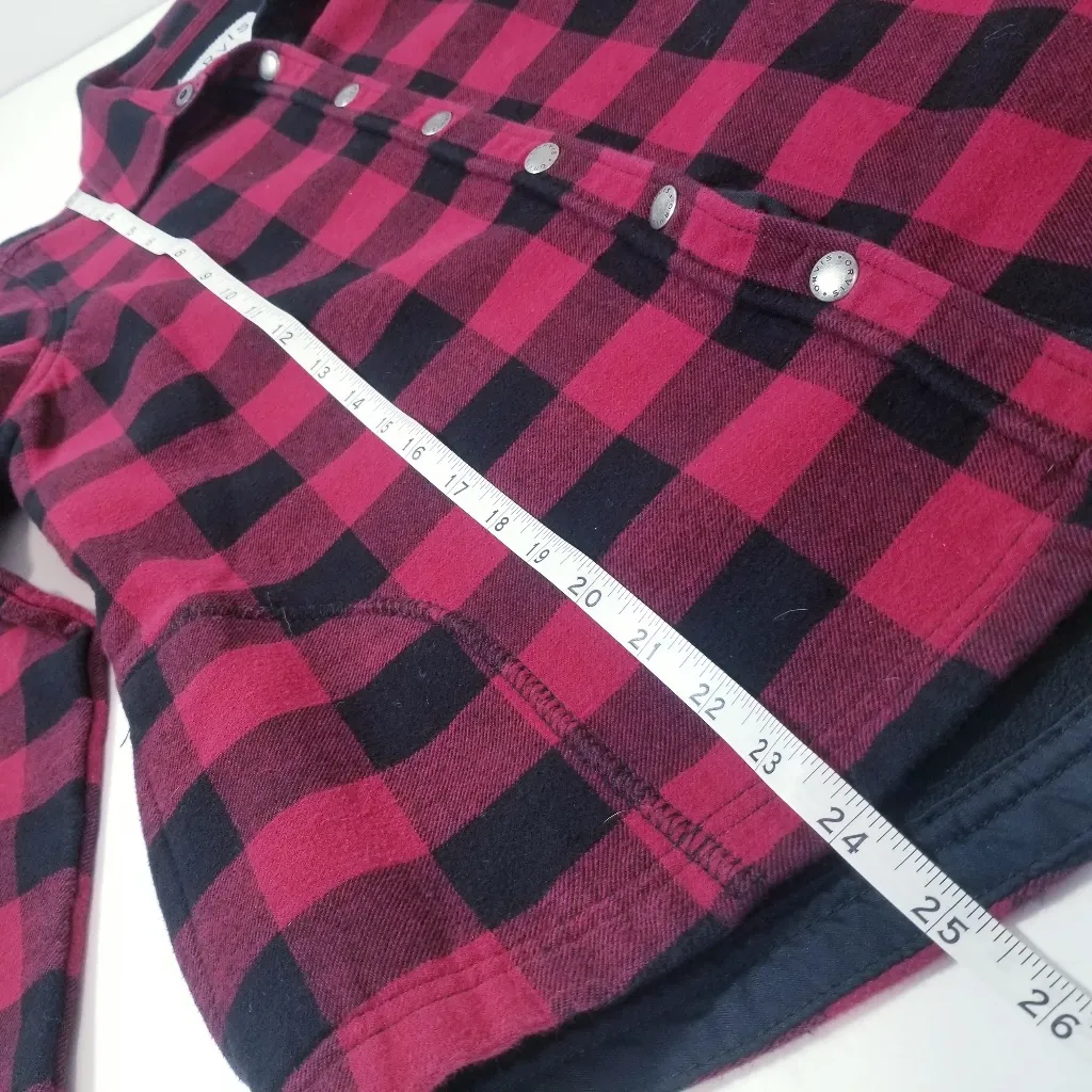 Orvis Red and Black Flannel Plaid Shirt Shacket Fleece Lined - Image 9