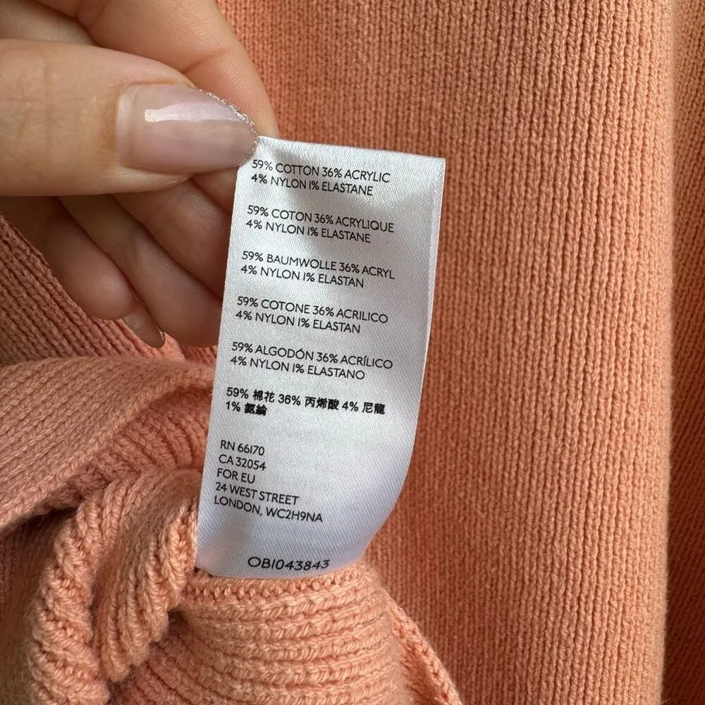 Free People Peach Combo Red Easy Street Tunic Sweater Size XS Oversized Relaxed - Image 7