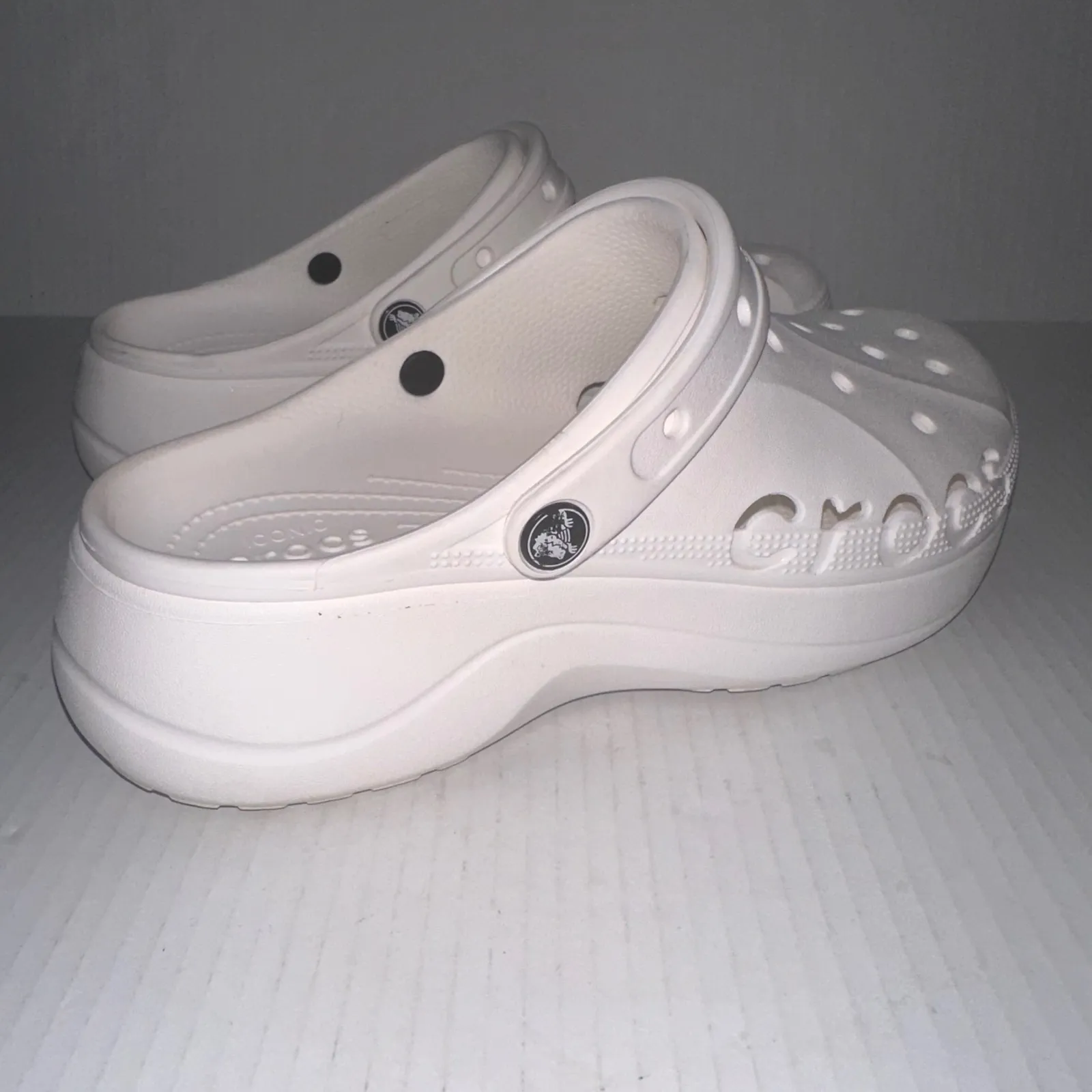 Crocs Baya Clog Platform Women 10 White Platform Comfort Slip On Shoes Clogs - Image 3