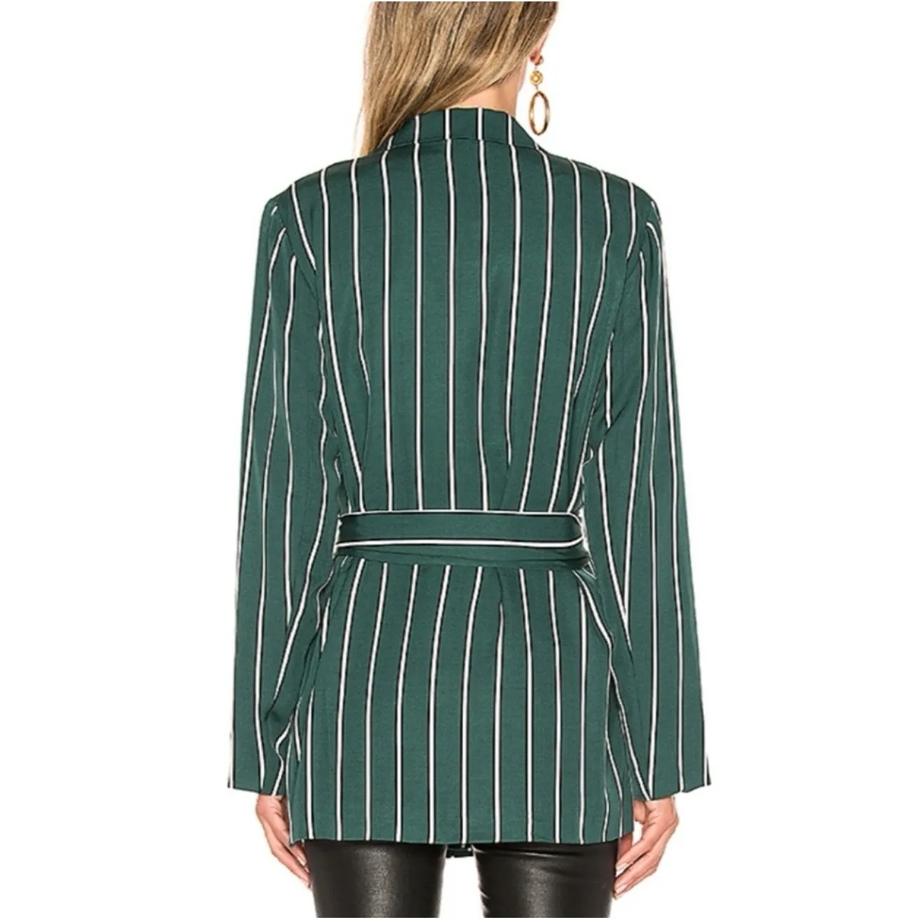 REVOLVE L'Academie Erin Blazer Jacket Green Striped Size Small - Image 3