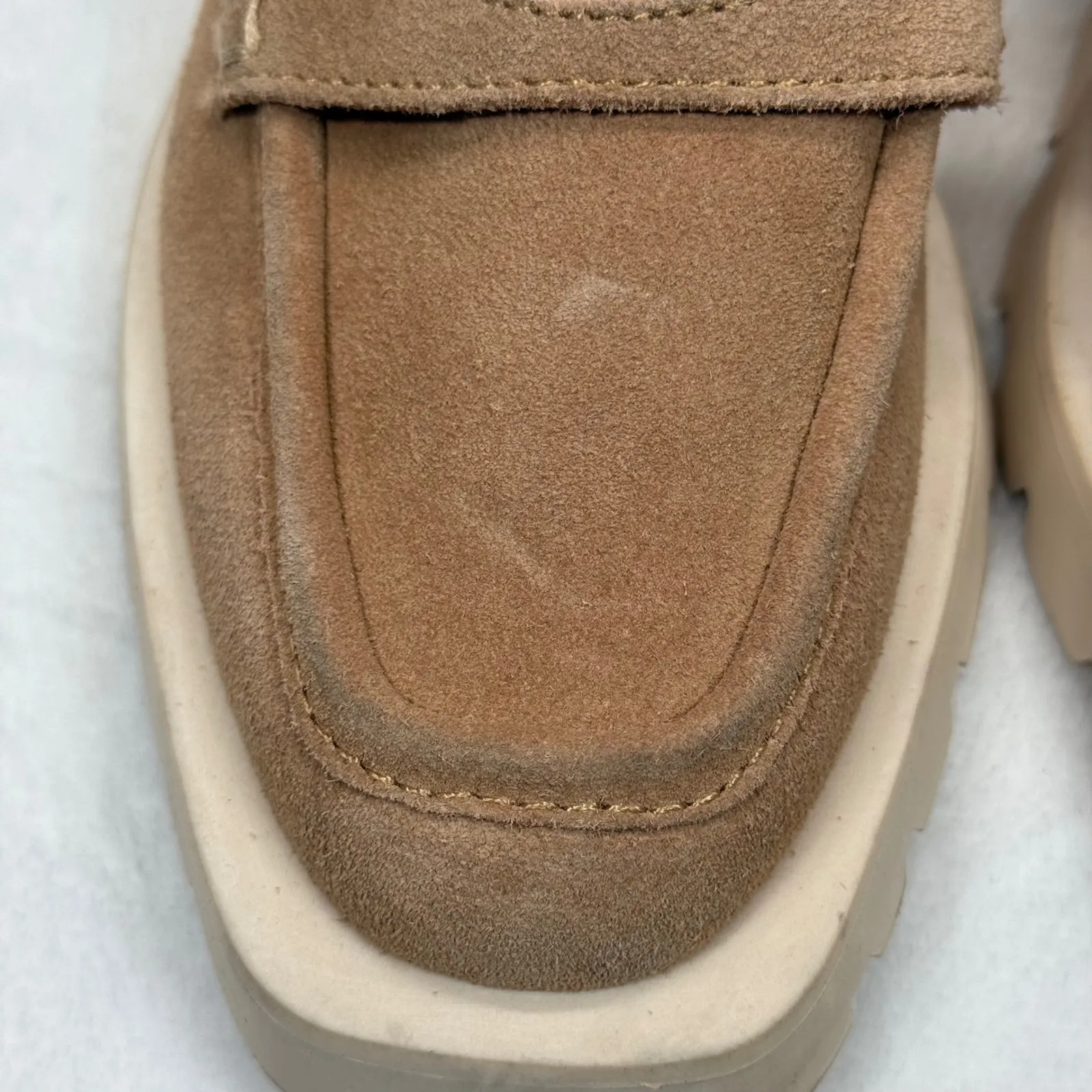 Dolce Vita Suede‎ Loafers Lug Sole Square Toe Slip On Shoes Comfort Casual Brown Size 8.5 - Image 4