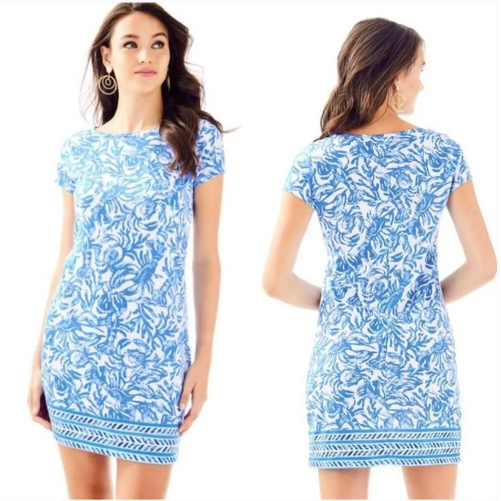 Lilly Pulitzer Short Sleeve Marlowe Dress On a Roll Lobster Blue Women Size XS - Image 2