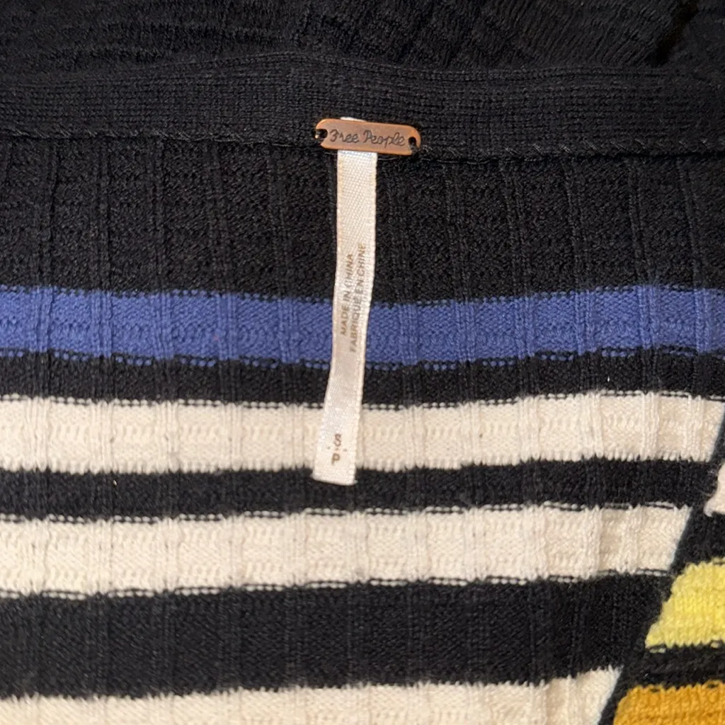 Free People dress knit Multicolor Striped Dress small Gidget puff long sleeve - Image 2