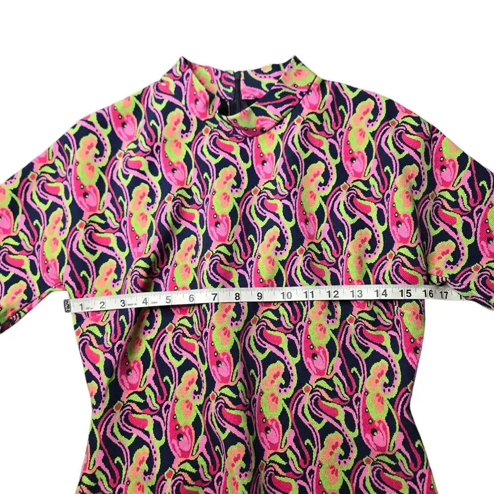 Zara Printed Colorful Mock Neck Mini Dress - Image 3