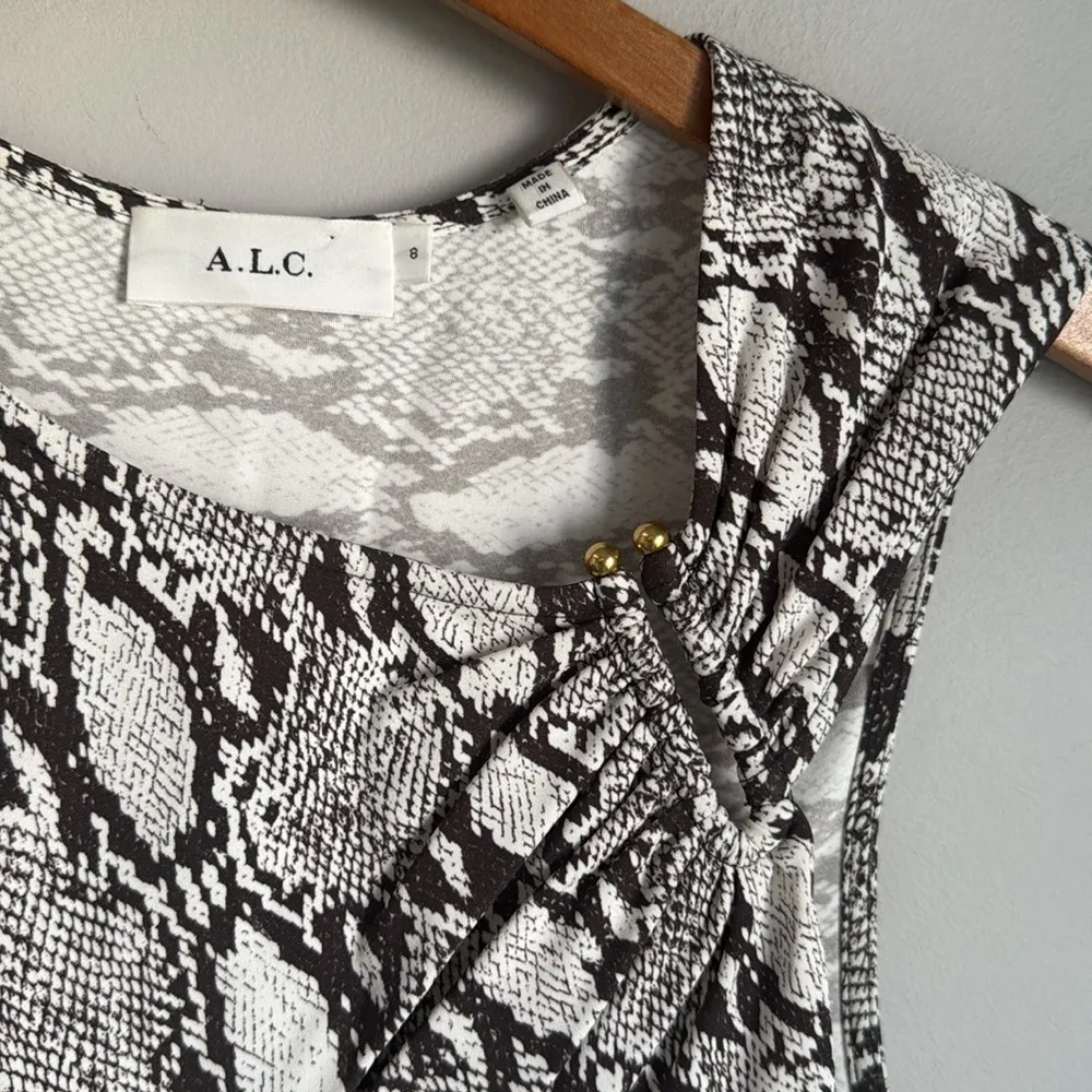 A.L.C. Beale Snakeskin Print Cutout Midi Dress 8 - Image 8