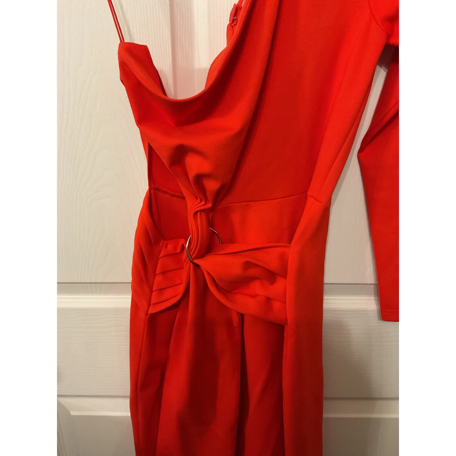 Revolve Alexis Orange Red Royale One Shoulder Cut-Out Midi Dress, M - Image 8