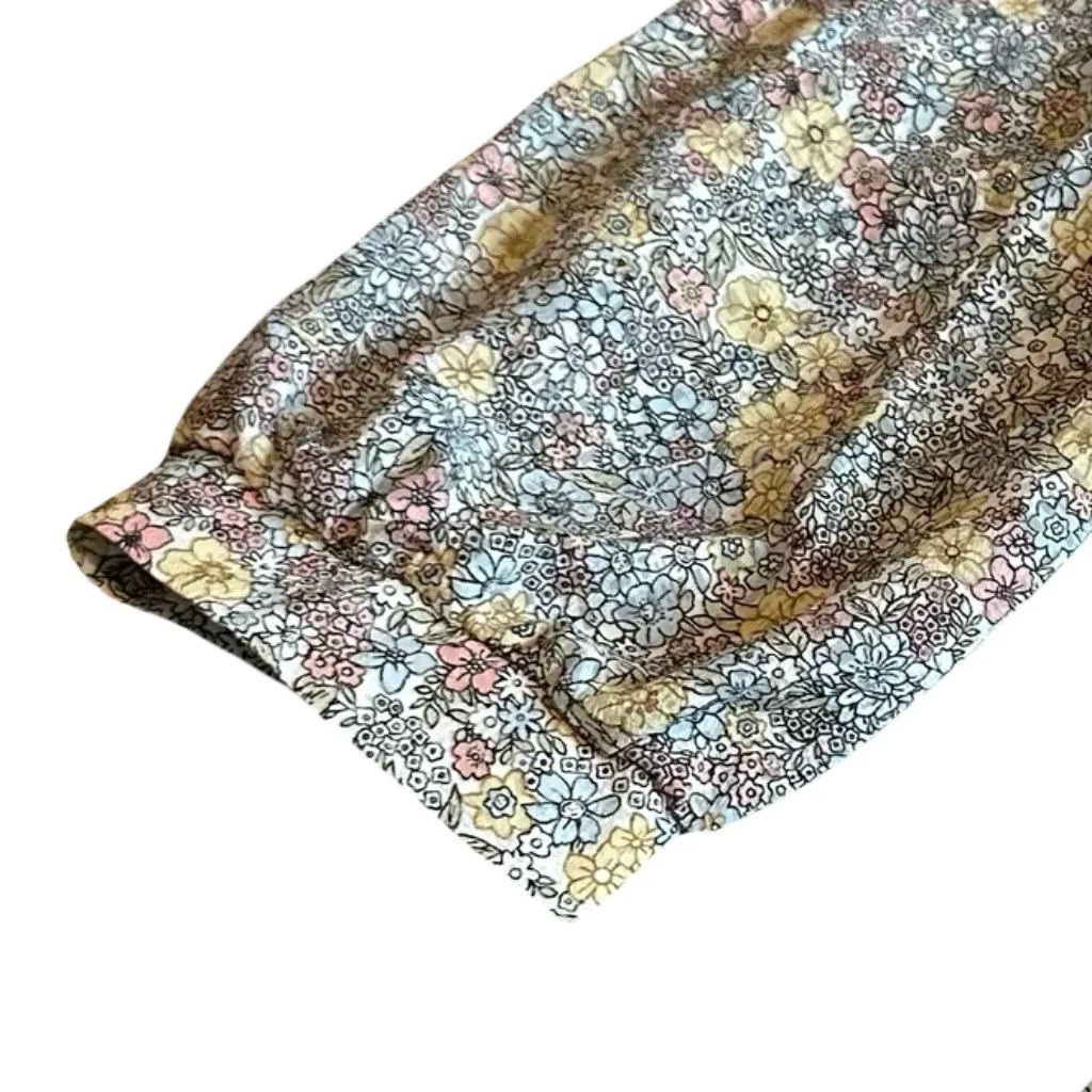 Quanta du Soleil Dainty Floral Print Dress Puff Sleeves Mini Size 36 EU Small White - Image 11