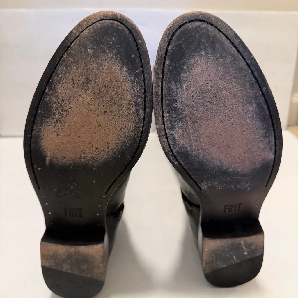 Frye Melissa Button Black Leather Tall Riding Boots Size 10 - Image 8