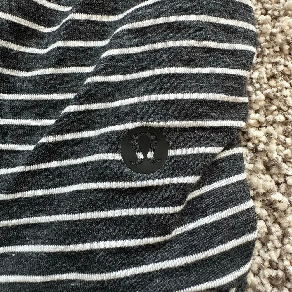 Lululemon All Tied Up dark gray & white striped open tie-back tank top - Image 5