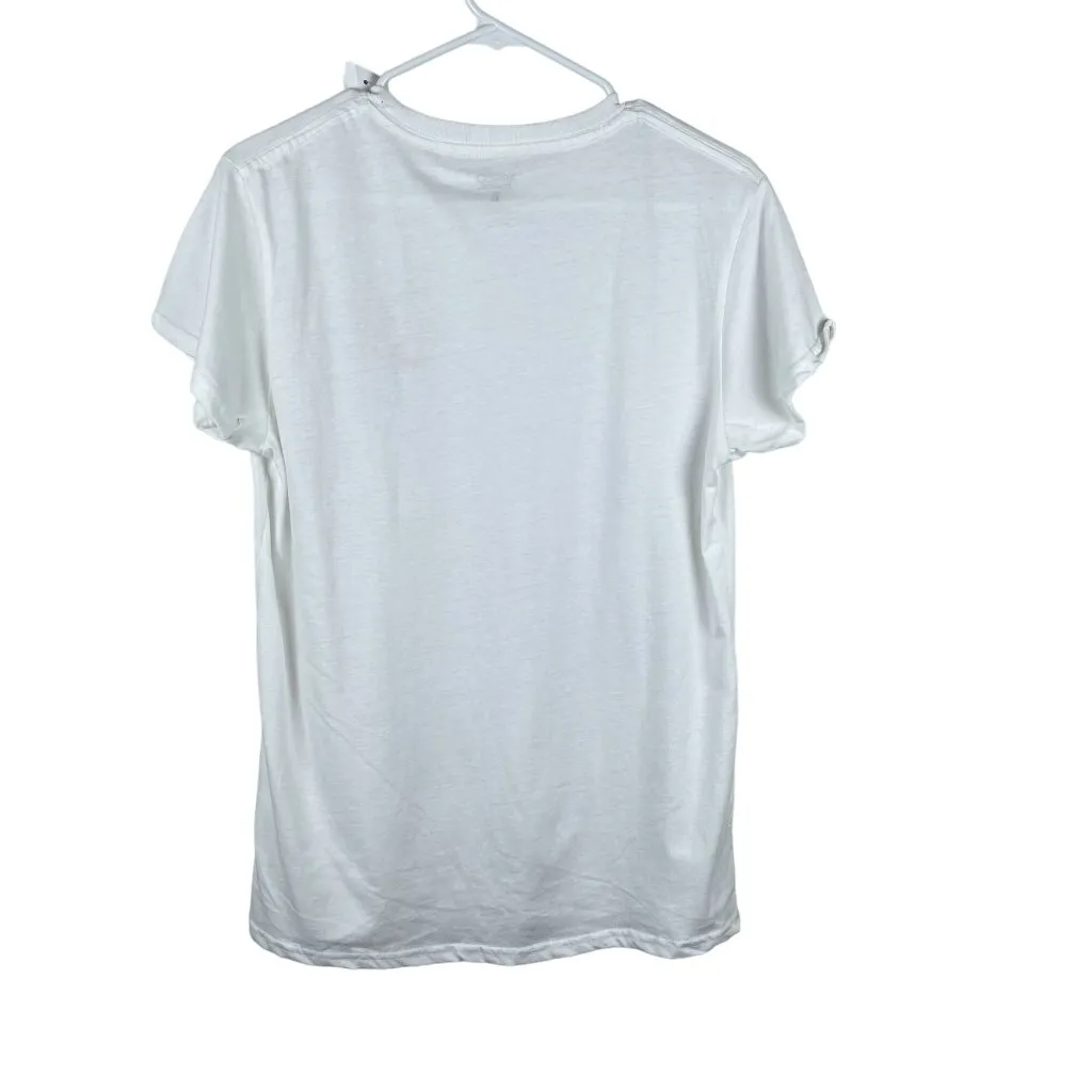 New Brisco Brands Admire Yourself Floral‎ TShirt Top Womens XL White Butterfly - Image 2