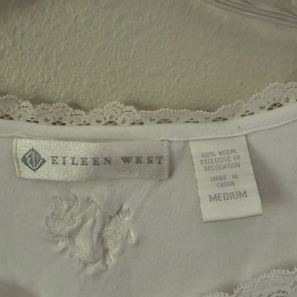 Eileen West White Modal Nightie Lace Trim Medium - Image 5
