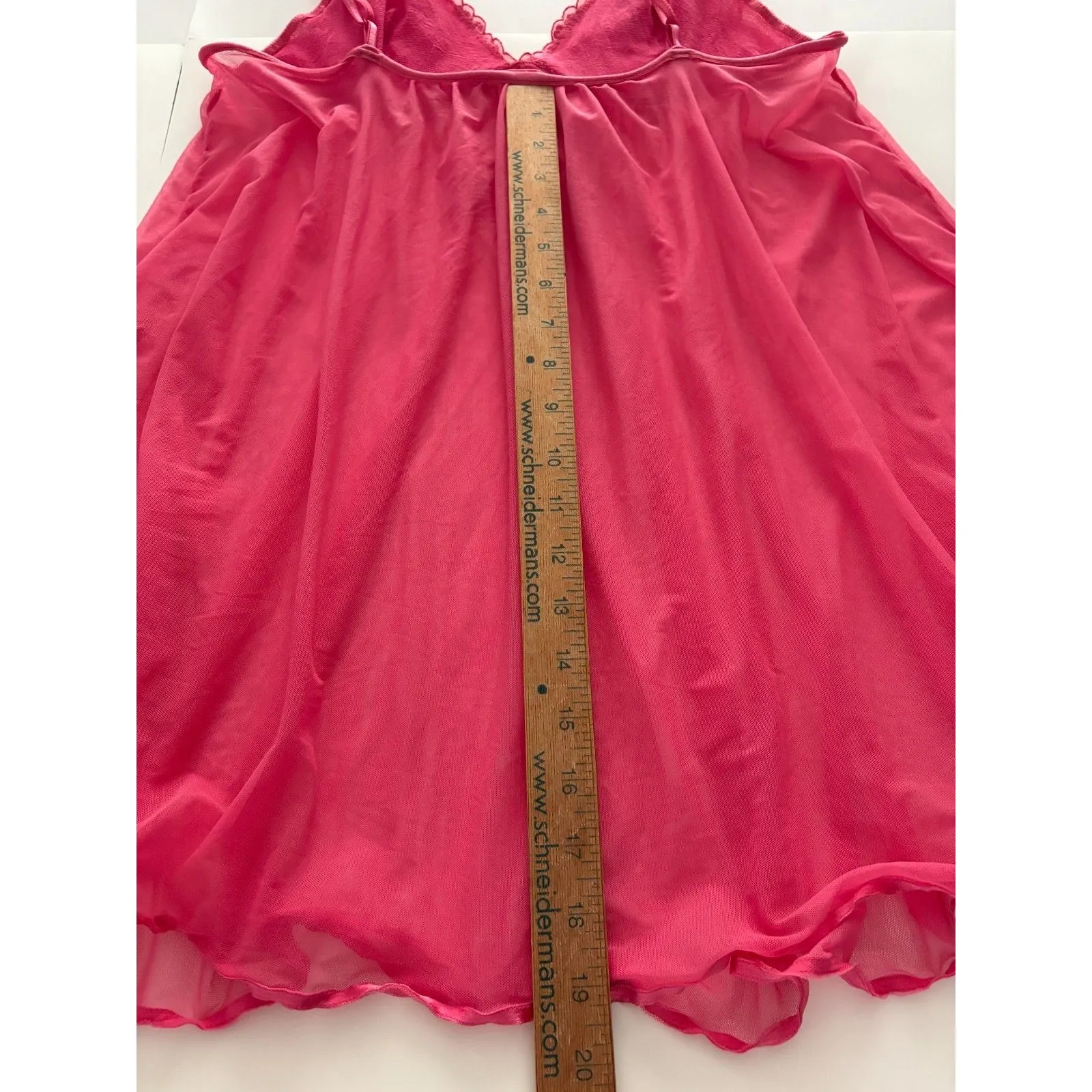 Ambrielle Sheer Babydoll Chemise Nightie Size L Pink Lace Fairy Coquette Whimsy Size L - Image 6