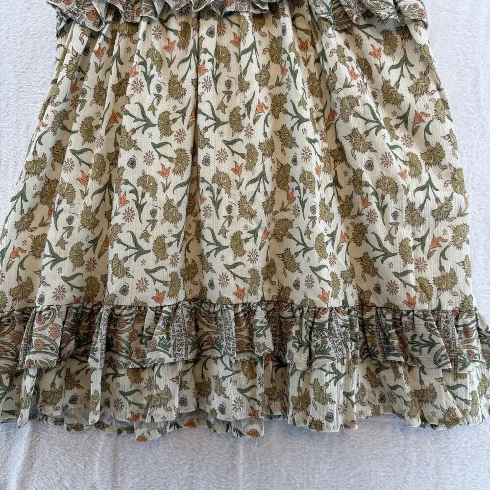 NWT The New Society Indiana Dress Large Beige Floral Lux Organic Cotton Olive Green - Image 16