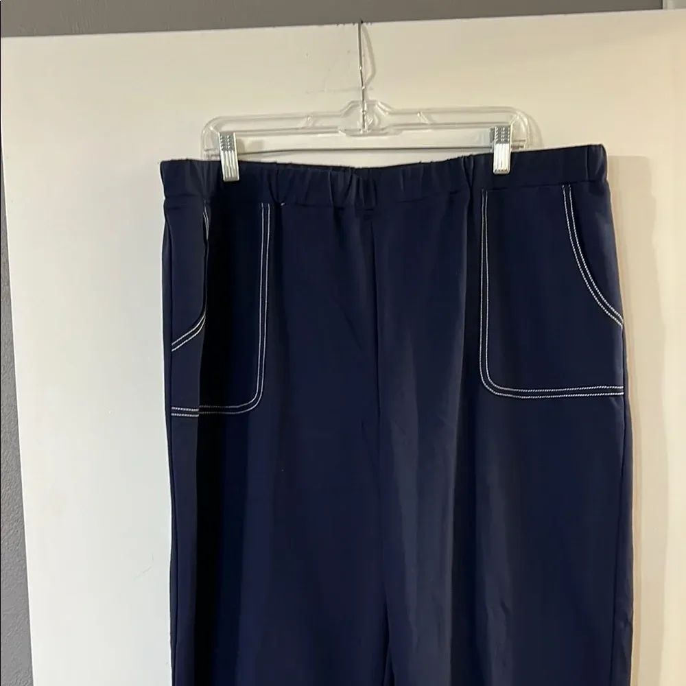 Alfred Dunner Navy Pants with Floral Embroidery - Image 4