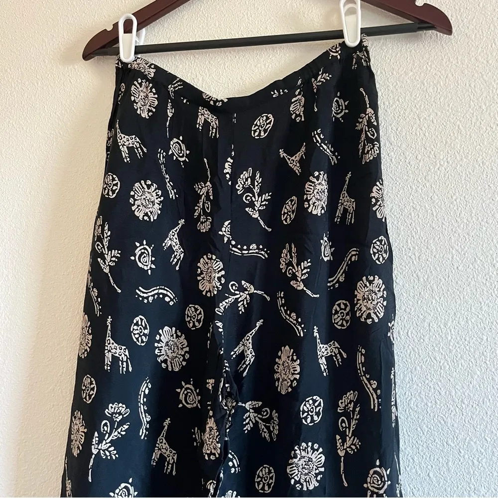Vintage Kathie Lee Black & Brown Bohemian Printed High Rise Crop Pants Sz S 4/6 - Image 2