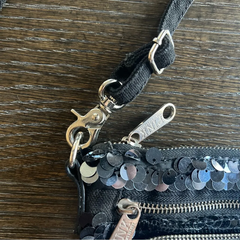 Victoria’s Secret 2012 Sequinned adjustable crossbody Bag, midnight blue 9”x6” - Image 8