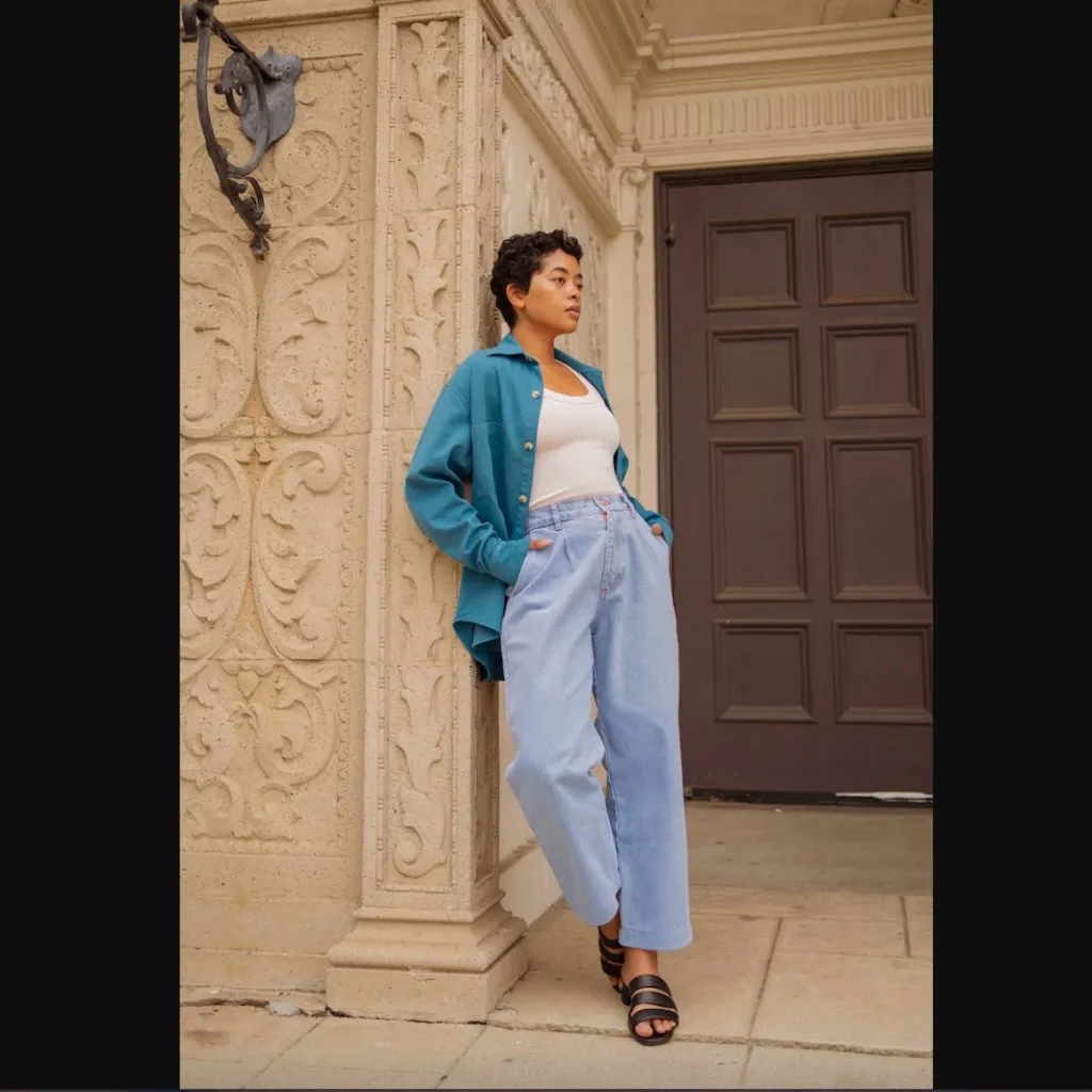 Big Bud Press Denim Trousers in Light Wash Unisex XS - Image 2