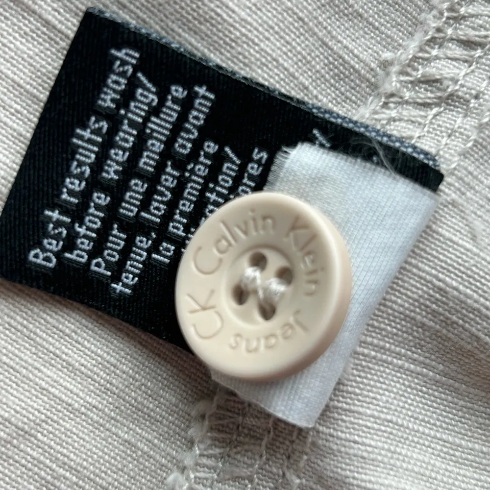 Calvin Klein light beige cotton jean jacket size Large - Image 8