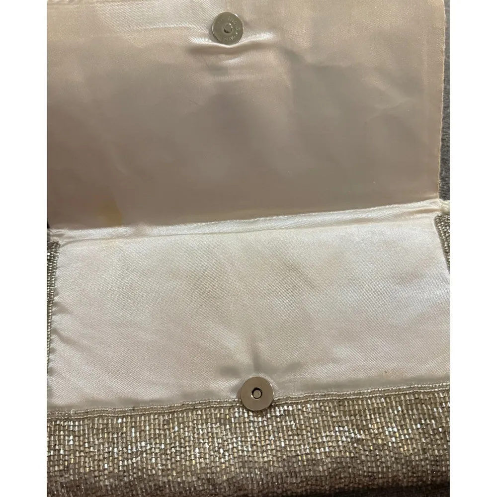 Vintage 50's Beaded Shoulder Bag Formal Fully Beaded Off White Bridal Homecoming - Image 6