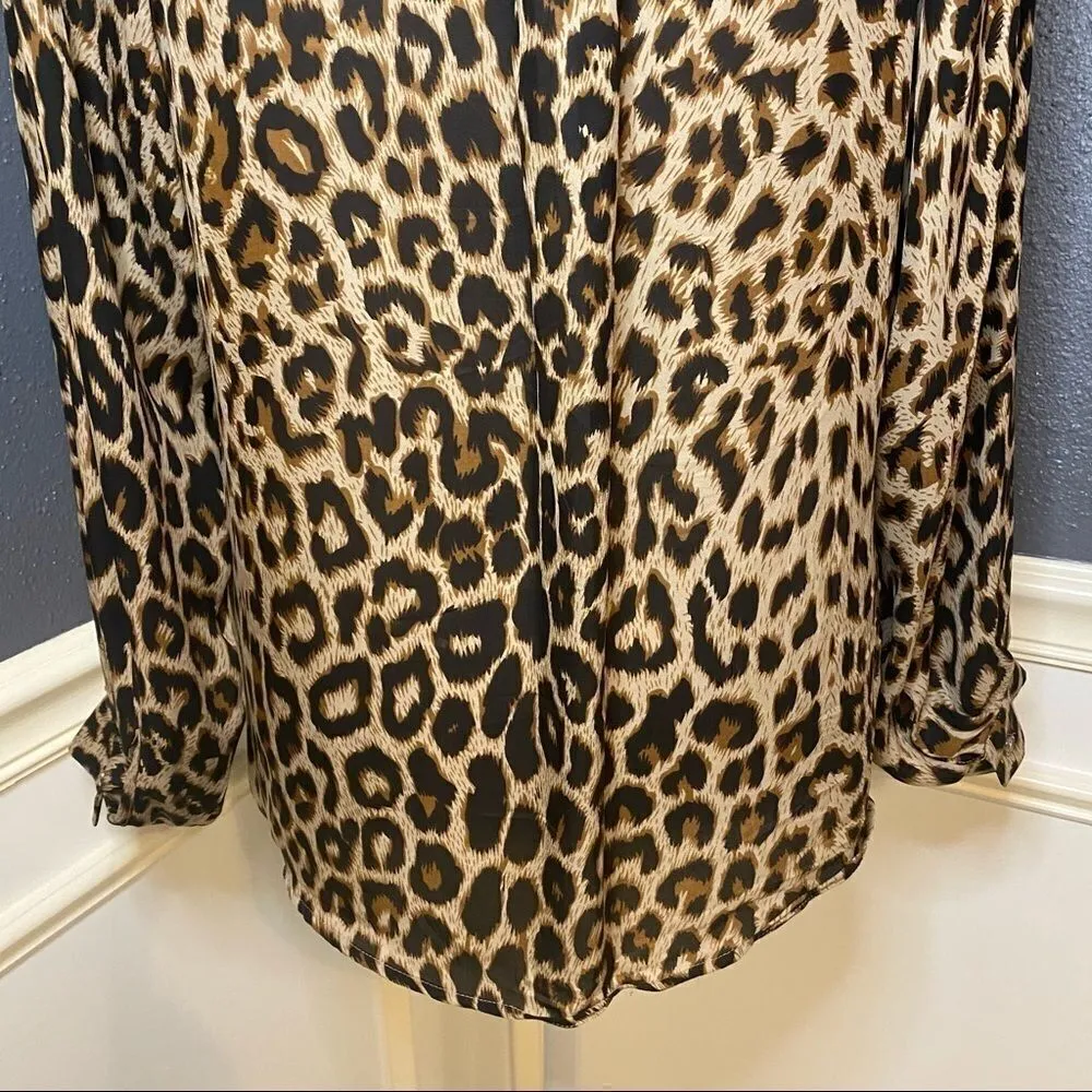 Parker Leopard Print Button Down Blouse w Pocket - Image 7