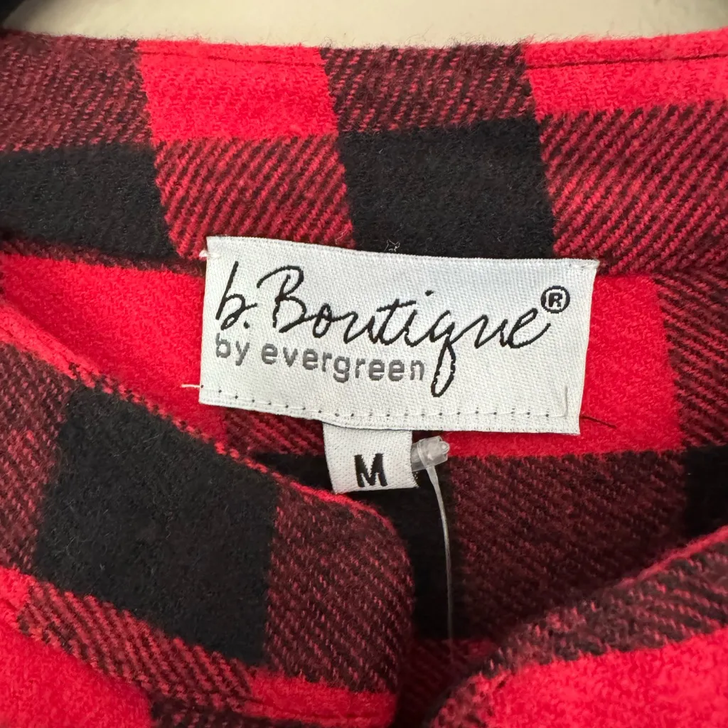 B Boutique by Evergreen: Women’s Red & Black Buffalo Plaid Button Dress Size M - Image 6