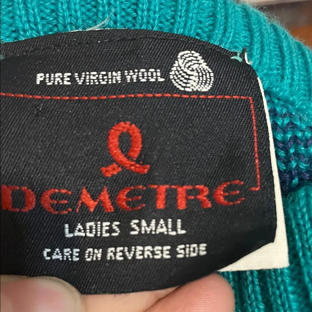 Demeter Turquoise and Black Geometric Women's Sweater Blue - Image 8