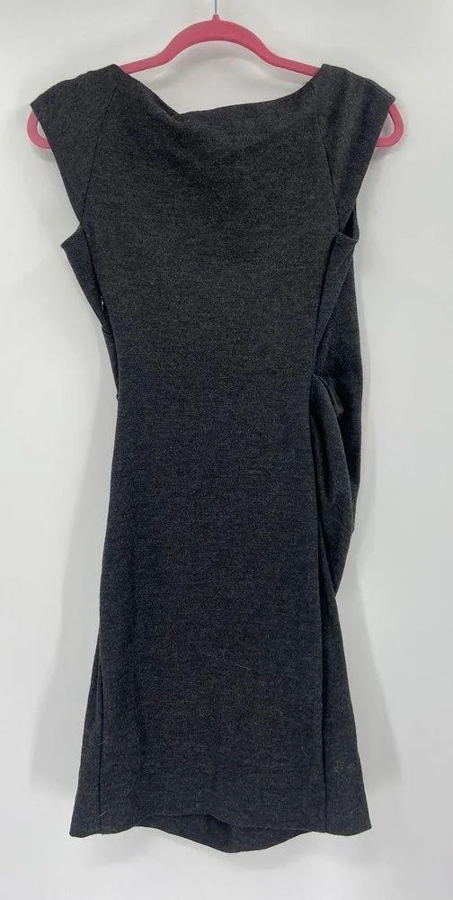 Diane Von Furstenberg Gabi Felted Ruched Wool Blend Charcoal Gray Dress Size 6 - Image 3