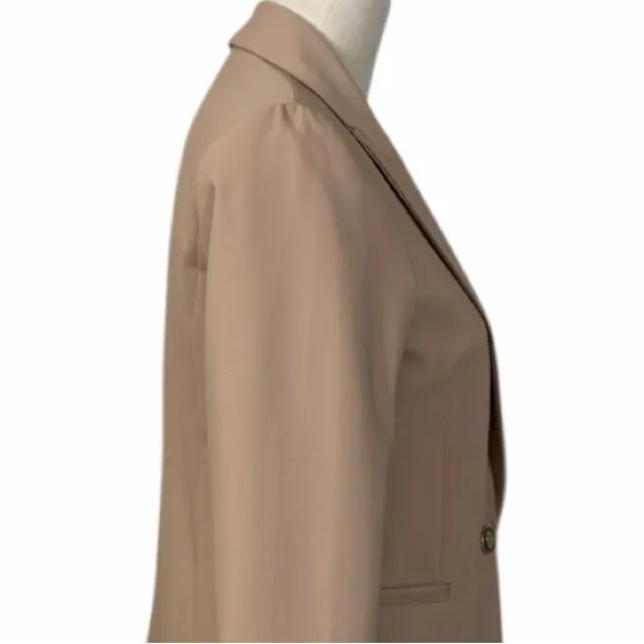 Nicole Miller Blazer Single Button Closure Tan Stretch Jacket Women’s Size Small - Image 7