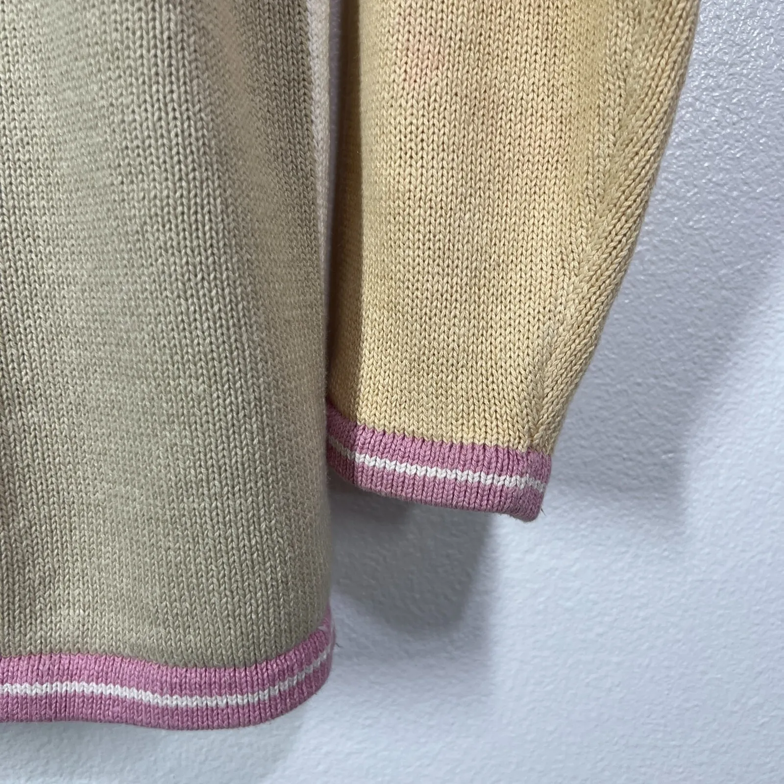 Storybook Knits Floral Patchwork‎ Cardigan HSN Vintage Women's Medium Knit Top Yellow - Image 7