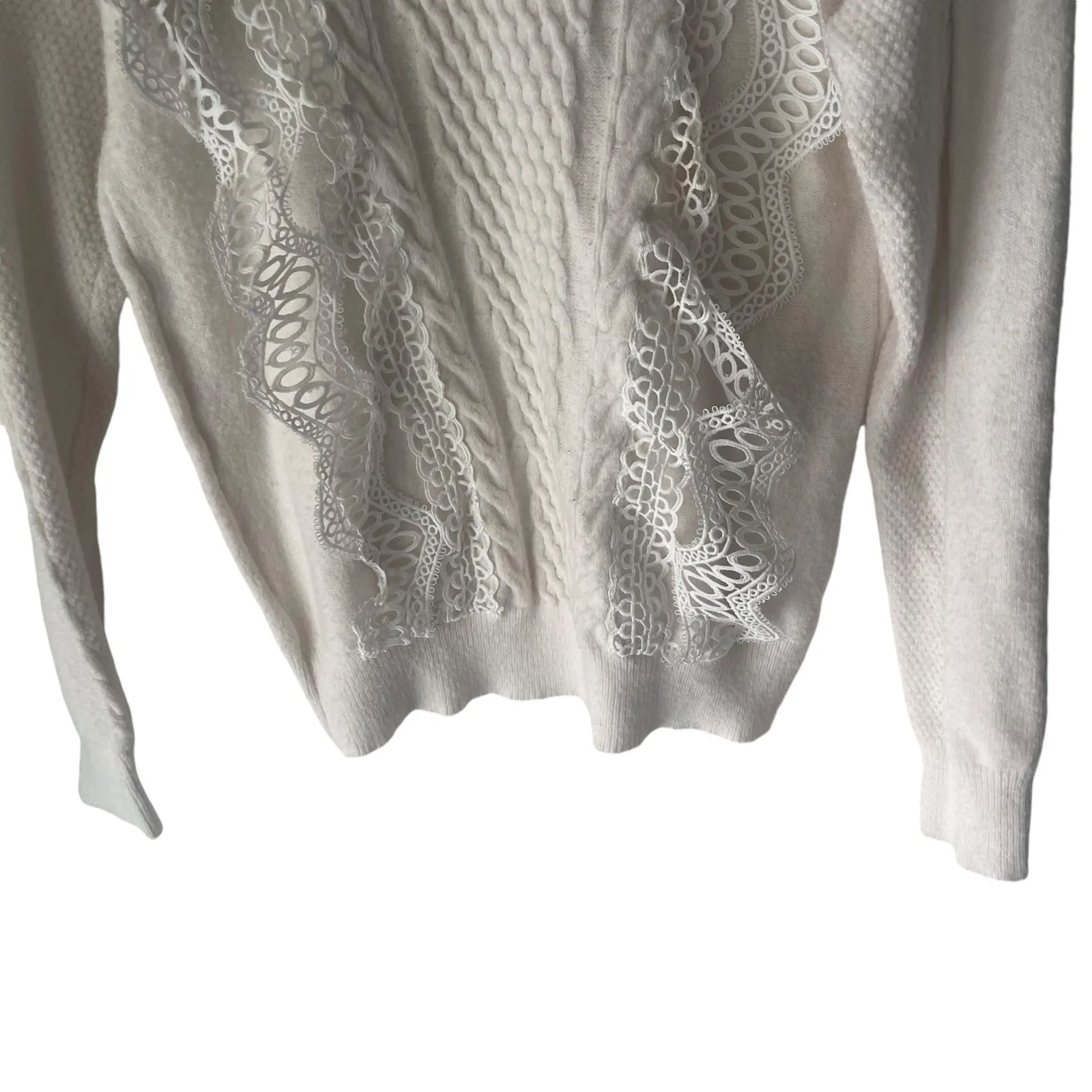Lulus Women's Size Small White Cottage Coquette Feminine‎ Lace Sweater - Image 4