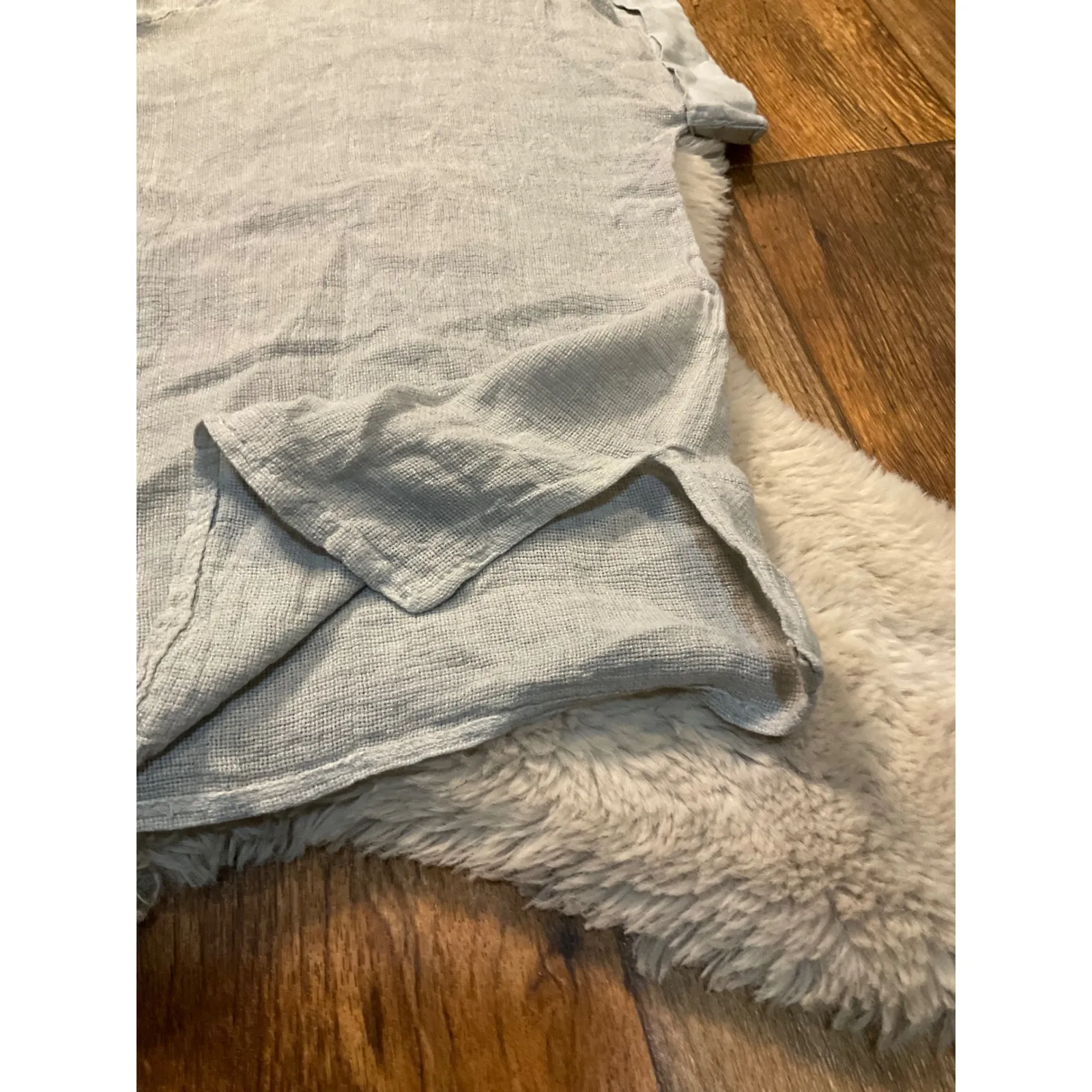 Catwalk Studio Linen Blend Size Large Short Sleeve Made Italy Shirt Blouse Weave Tan - Image 4