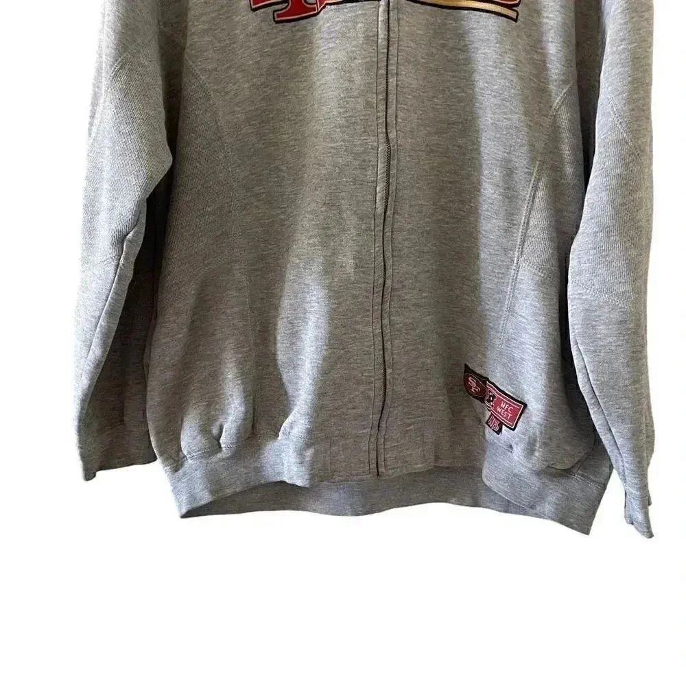 Authentic NFL 49ers Gray Long Sleeves Unisex Hoodie Sweatshirt SZ L 
#1246 - Image 4