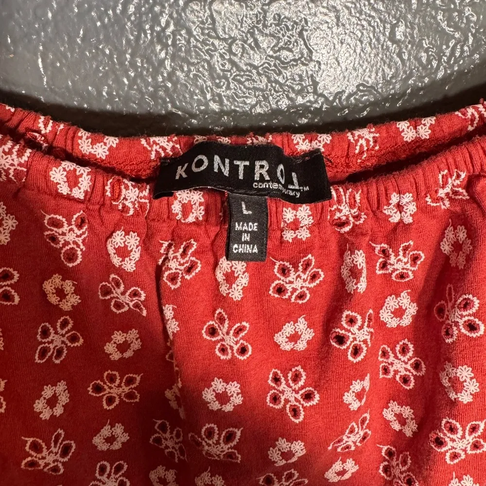 Kontrol Womens Off The Shoulder Floral Lace Top Summer Short Sleeve Size L Large - Image 2