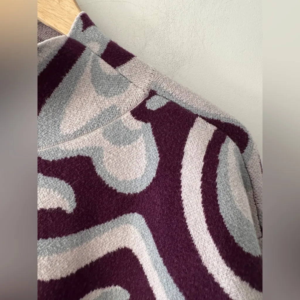 Anthropologie Maeve The Carys Mock Neck Abstract Hearts Plum Prune Sweater - Image 4