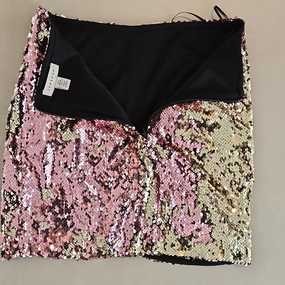 New Topshop Sequin Mini Skirt in Pink and Gold - Image 5