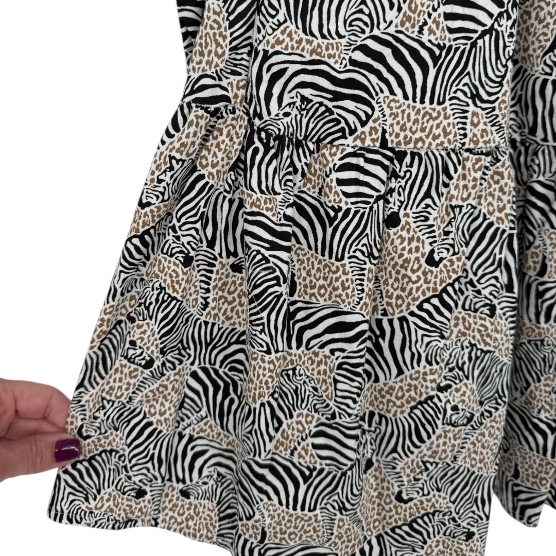 J.Crew Animal Print Novelty Zebra Leopard Long Sleeve Tiered Mini‎ Dress Size XS - Image 13