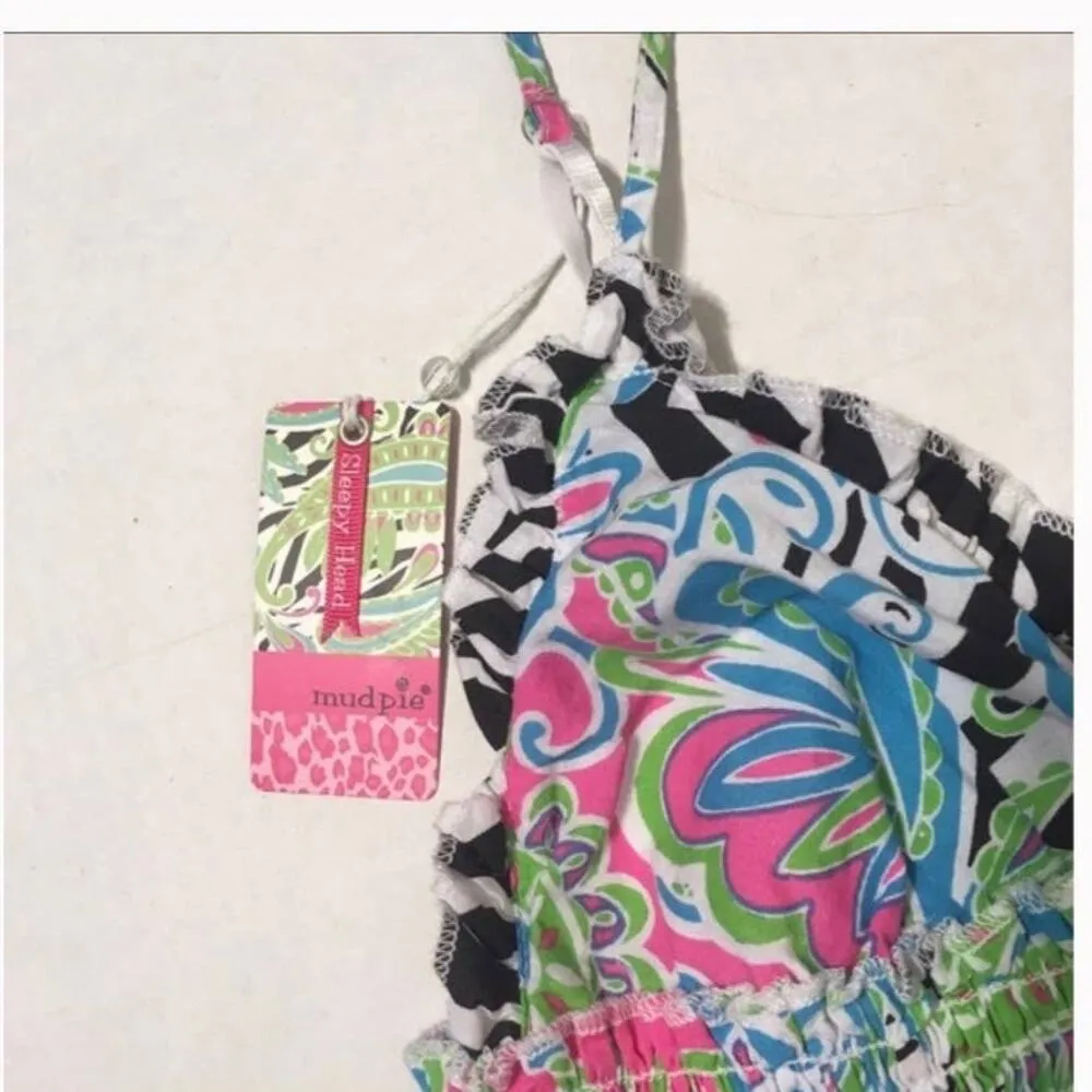 NWT Mudpie wild Paisley cute pink, blue & green nightie size small - Image 2