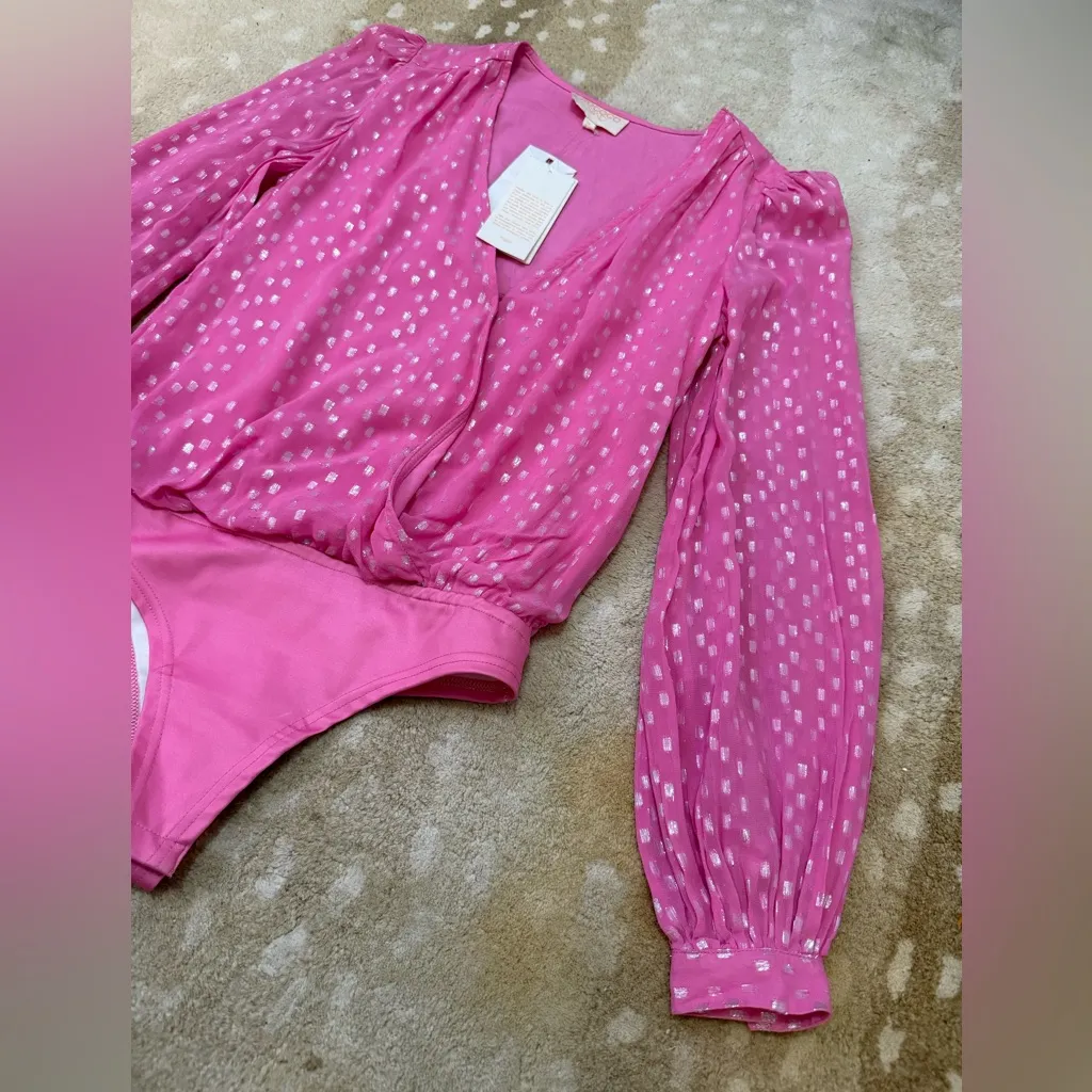 Rococo Sand NWT Alora bodysuit in fuchsia pink metallic women’s size small - Image 3