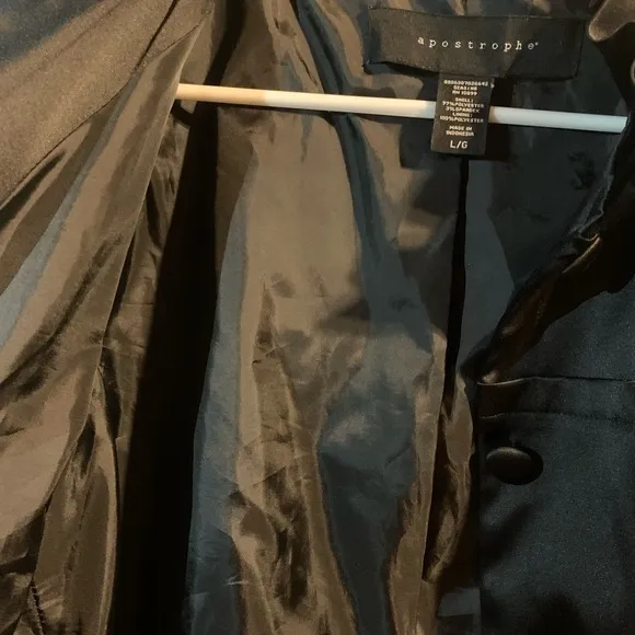 Apostrophe High Collar Black Jacket Women’s Large Button Down Long‎ Puff Sleeves - Image 6