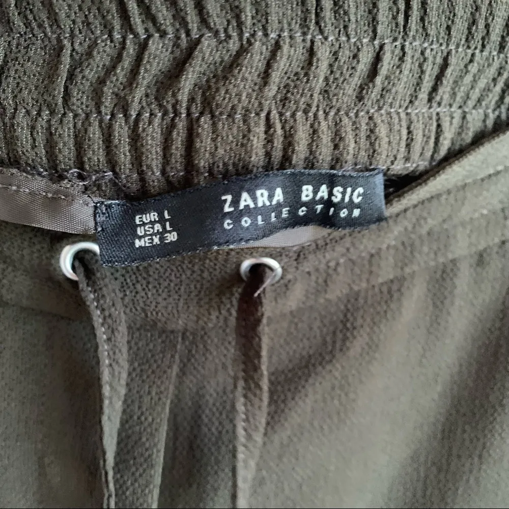 Zara Army Green Pink Stripe Pull On Jogger Style L - Image 3