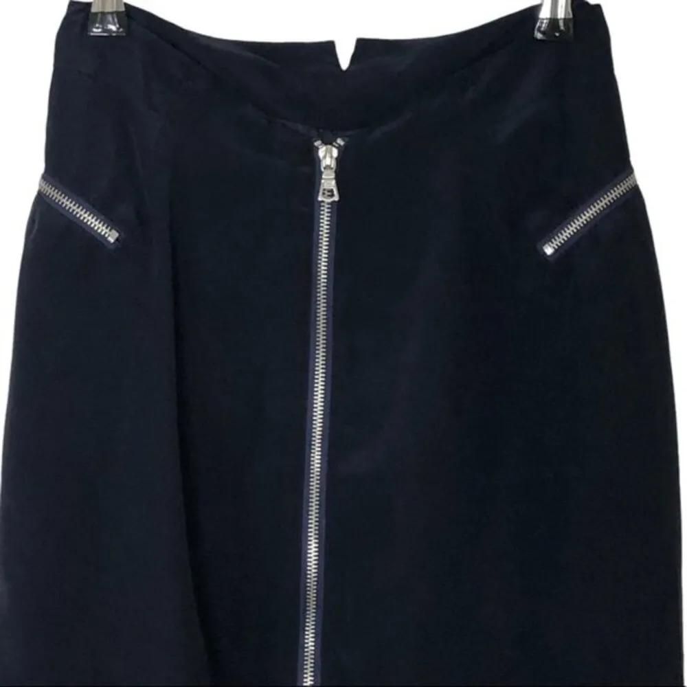 Richard Chai Love 100% Silk Mini Skirt Pencil Skirt Navy Blue Size 6 - Image 5