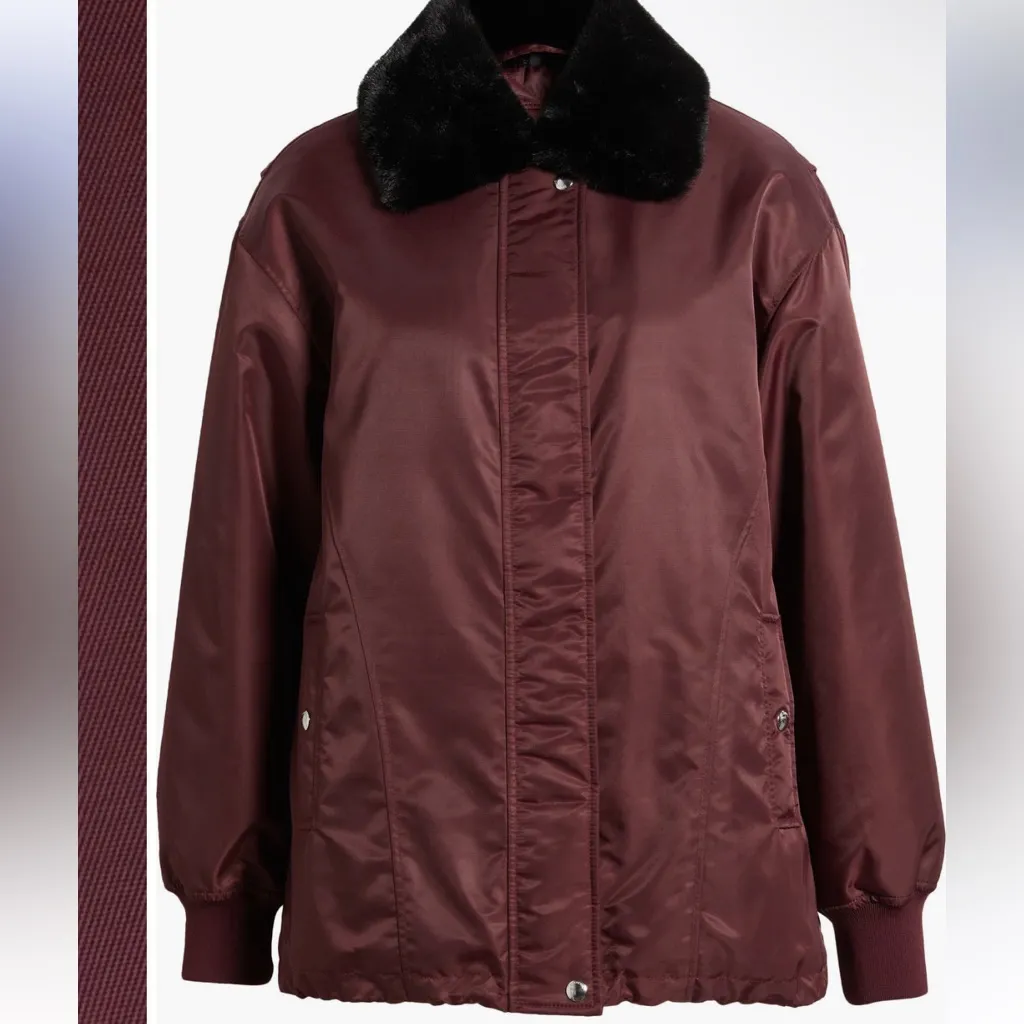 BLANKNYC Faux Fur Collar Jacket Burgundy Wine SZ small & medium - Image 4