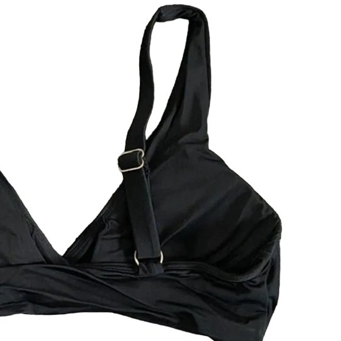 NWT Andie The Belmar Top Twisted V Neck Plunge Bikini Swim Removable Cup S Black - Image 11