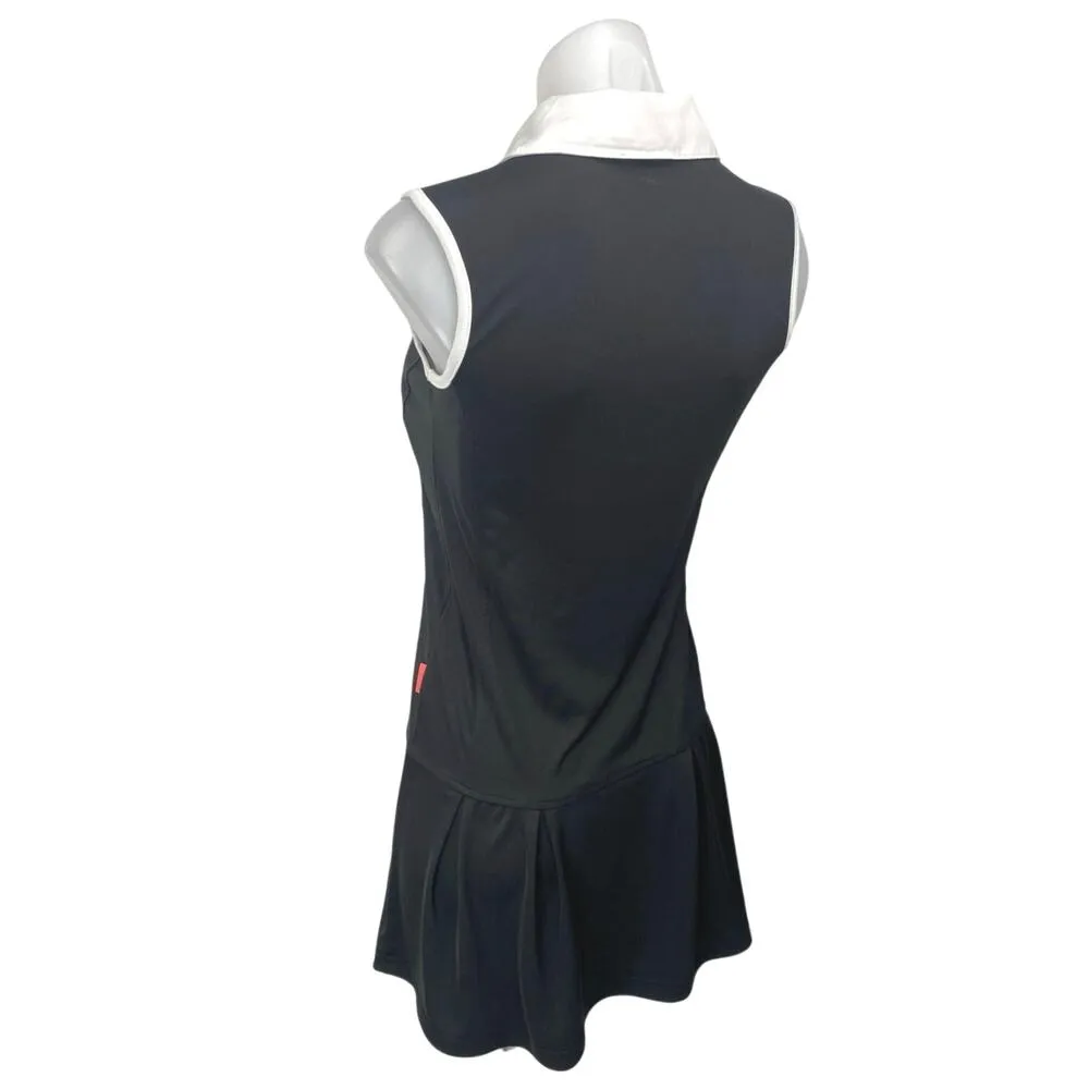 Limited Sports Black White Sleeveless Polo Tennis Gold Athletic Mini Dress Sz S - Image 2