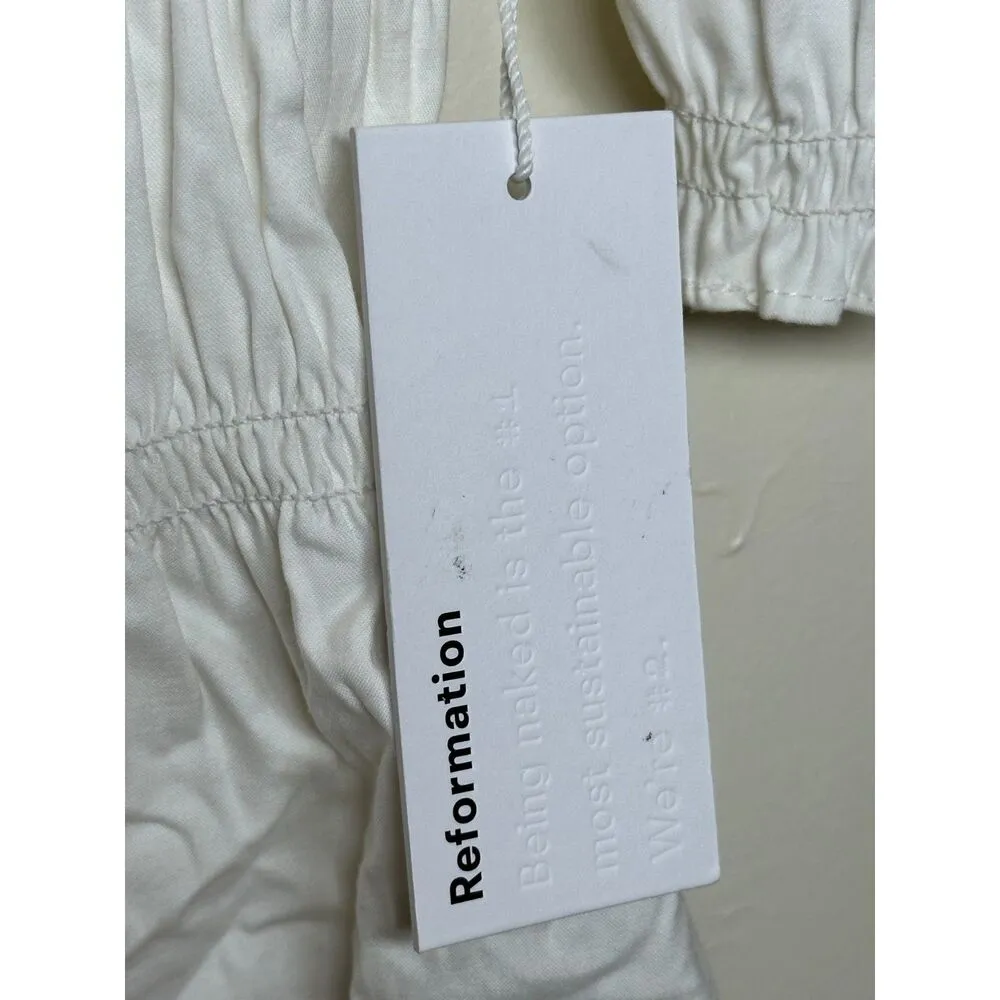 Reformation Women's 1307150WHT Size L White Vineyard Top Ruffle Details NWT - Image 3